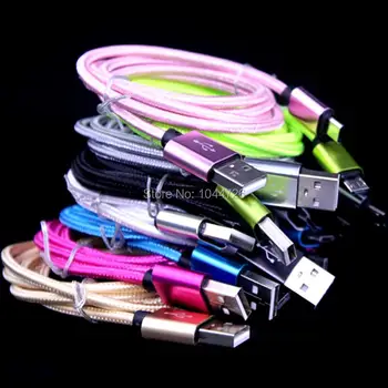 

1m 3FT 100pcs/lot Micro V8 Fabric Braided usb data cable accessory bundles for samsung s3 s4 s6 s7 for htc lg blackberry