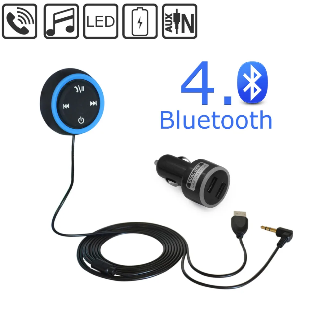 Bluetooth Hands Free Car Kit with 3.5mm Aux Jack for Car Audio Stereo