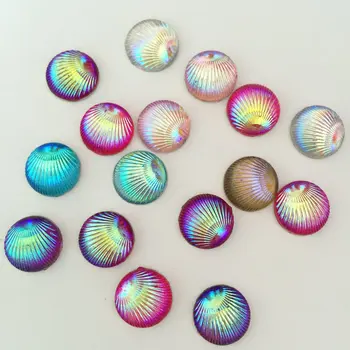 

60pcs 10mm*10mm round AB Resin shell shape Flatback Wedding decoration D08A