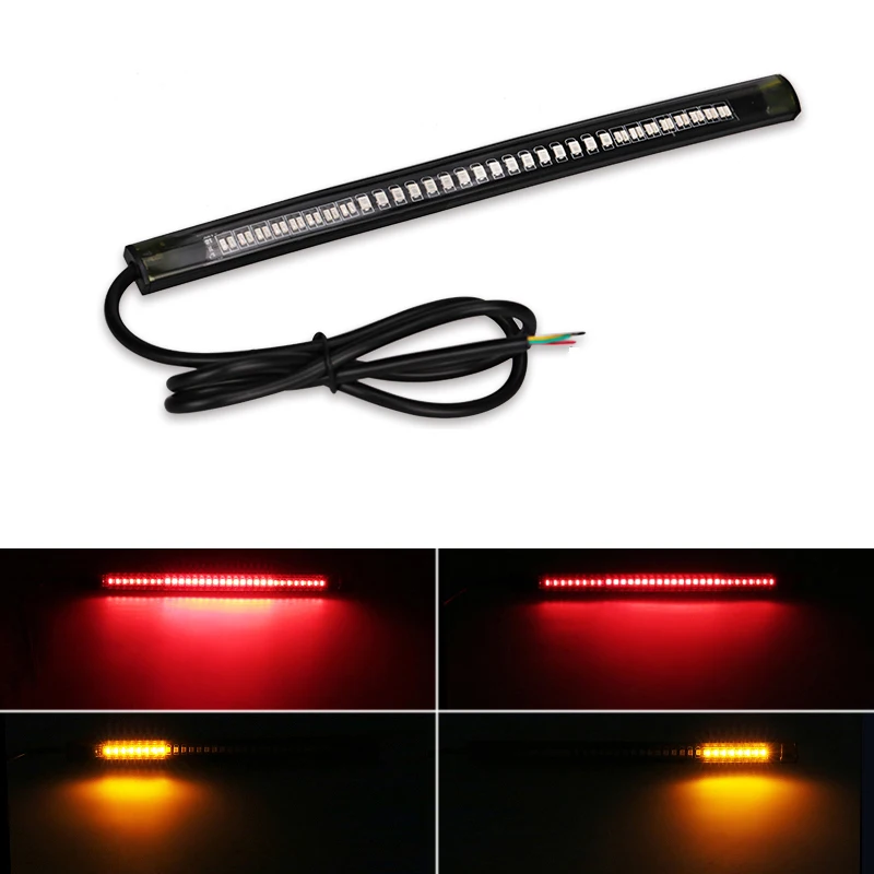 

10Pcs Flexible Universal Motorcycle 48SMD LED Brake Lights Turn Signal Strip License Plate Light Flashing Tail Stop Lights