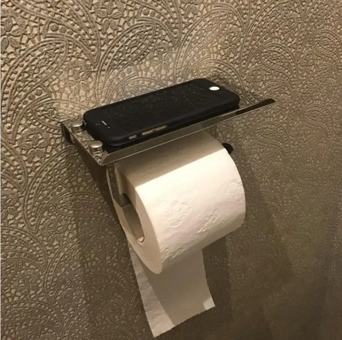 Stainless Steel Toilet Paper Holder Bathroom Wall Mount WC Paper Phone Holder Shelf Towel Roll shelf Accessories