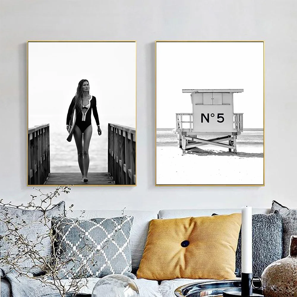 

Quadro Salon Vogue Woman Nordic Posters and Prints On Canvas Painting Lifeguard Wall Art Print Pictures For Living Room Decor