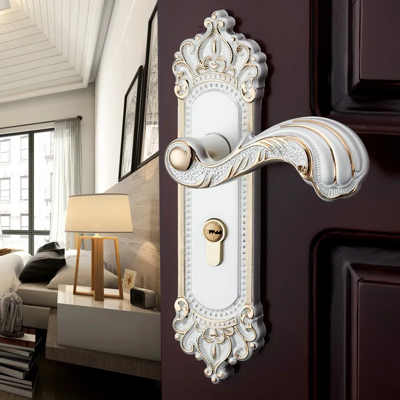 

Cadeado Fechadura Free Shipping Epe European-style Door Lock Inside The Bedroom Home Wood Mute Room Suit Comfortable Handle