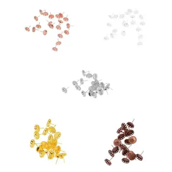 

100 Pieces Round Flower Brass Bezel Earrings Stud Blanks Earring Bazel Jewelry Finding