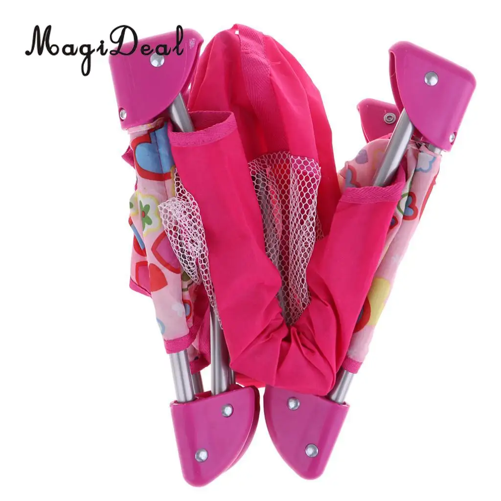 Simulation Baby Dolls Crib Bed with Carry Bag Kids Pretend Toys For Nursery Room Furniture Decoration Pink