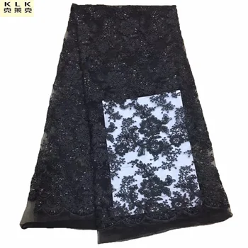 

Free Shipping African Lace Fabric Black High Quality Cheap Tulle Lace Fabric 2017 New embroidered tulle fabric for dresses L23-2