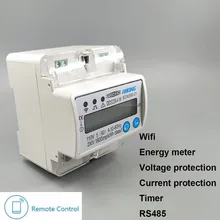 5(60) medidor de energia inteligente wifi de trilho din, uma 110 v 230 v 50 hz 60 hz kwh mais e proteção de corrente de sob tensão rs485