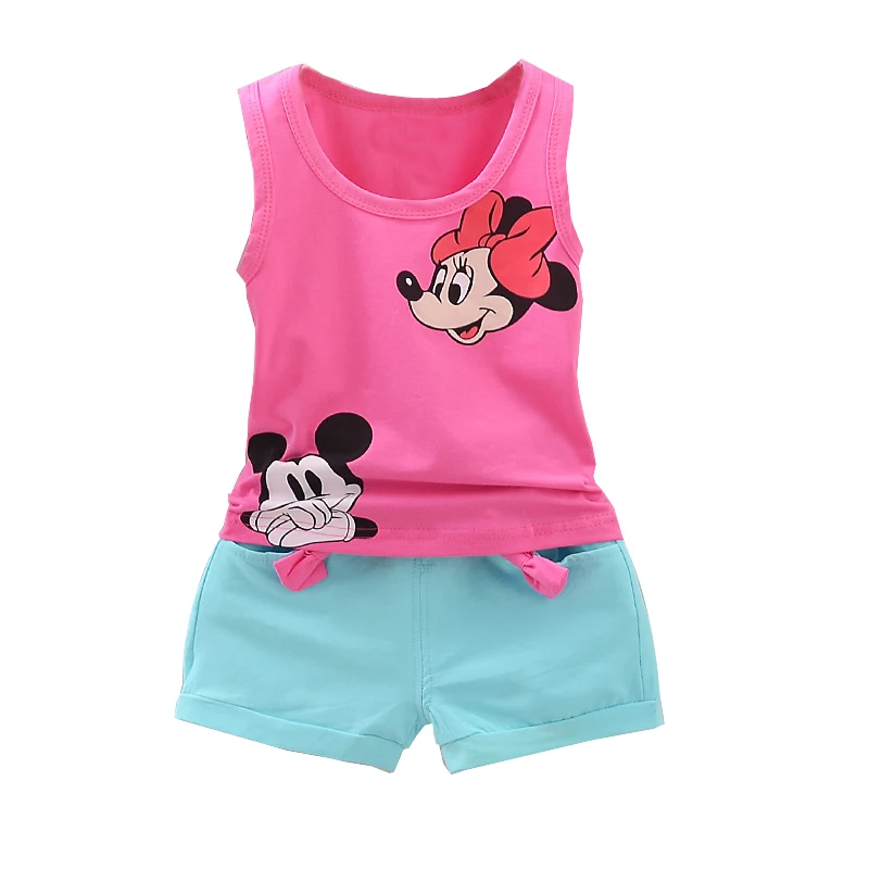 

hot! summer baby girls cotton 2pcs sets children's vest suit leisure baby girls kids baby girl clothes