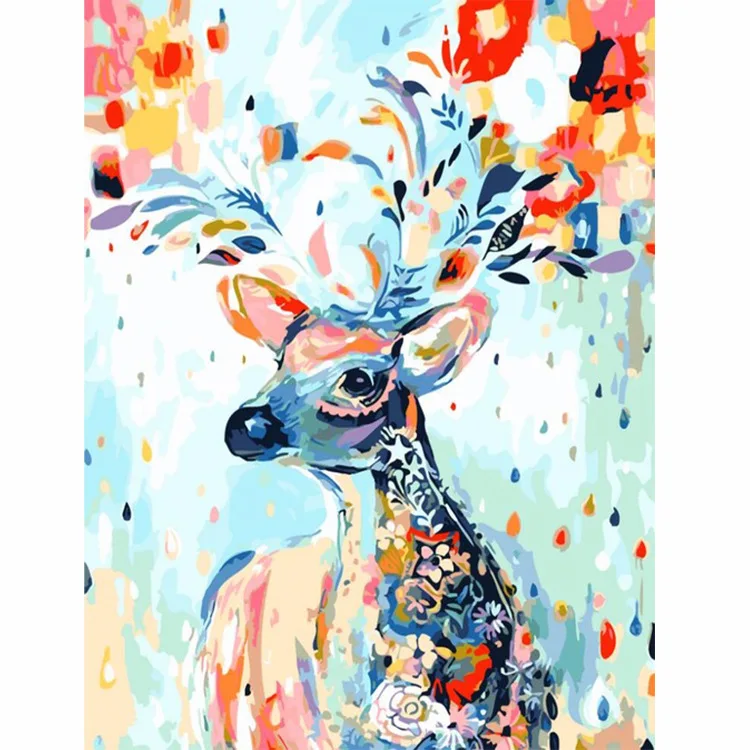 

ArtSailing diy paintings by numbers Colorful deer animal Retro coloring pictures by numbers on canvas for the hall poster NP-250