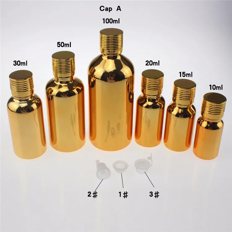 Garrafa de Vidro Vazia do Ouro Volume de Vidro da Garrafa do Perfume 15ml dos Pces 100 para o Óleo Essencial Venda Quente Óleos Essenciais 0.5 oz 4 Cheap Garrafas reutilizáveis