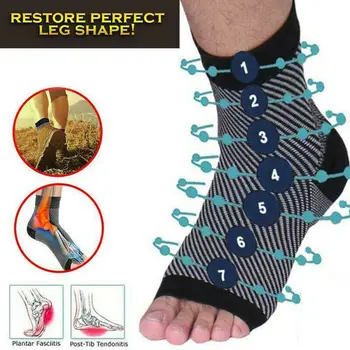 

1pair Foot Compression Sleeve Anti Plantar Support Ankle Angel Socks Sport Protector Basketball Soccer Ankle Support Relief Sock
