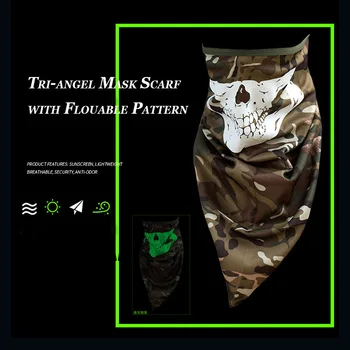 

2019 New MC triangle mask scarf with flourable skull pattern Soft breathable CP Triangle scarf with luminous pattern