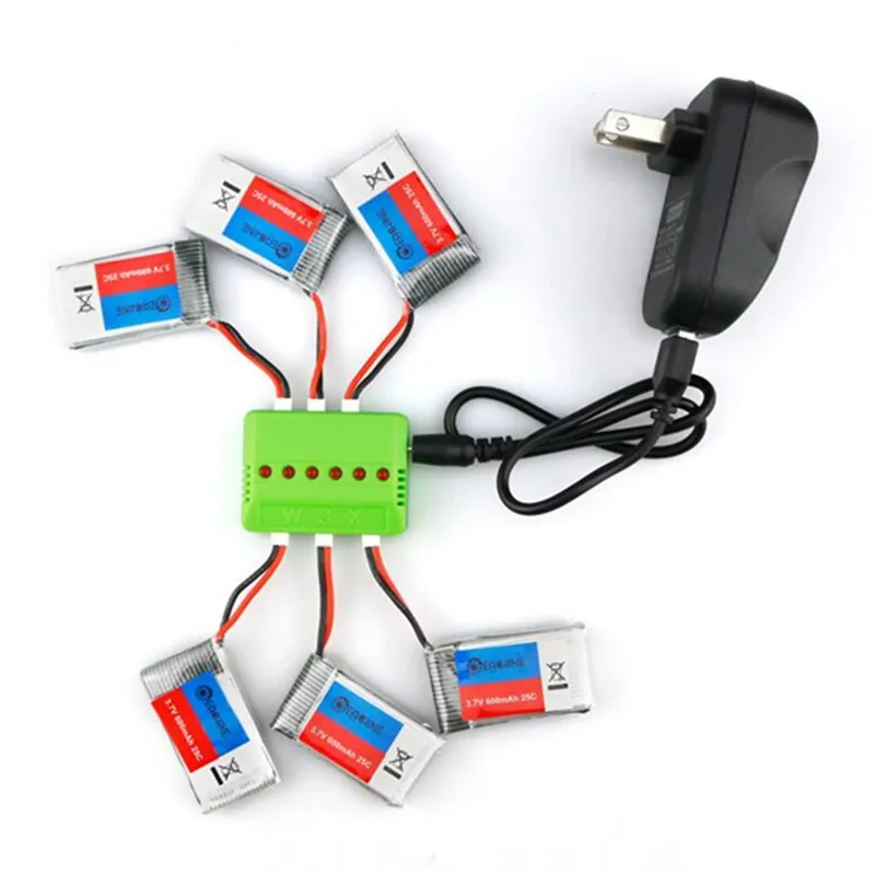 

6X Eachine 3.7V 600mah 25C Lipo Battery With Charger For QX90 QX95 QX80 QX100 EX100 EX105 EX110 X73