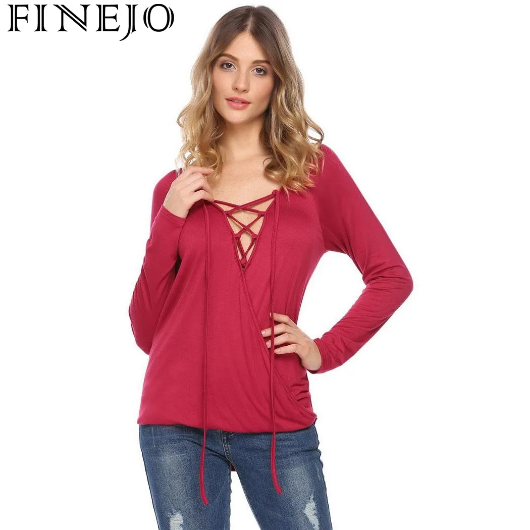 Aliexpress.com : Buy FINEJO Front Deep Crossing V Neck