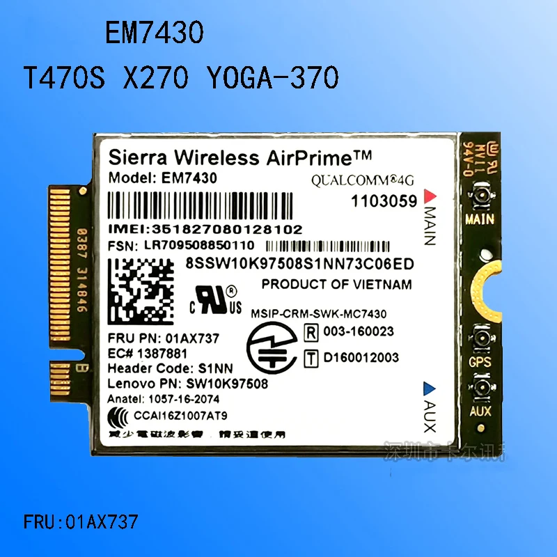 Sierra EM7430 FDD/TDD-LTE 4G модуль для Thinkpad X270 X1 углеродное волокно 5-го поколения (20HQ 20HR) YOGA