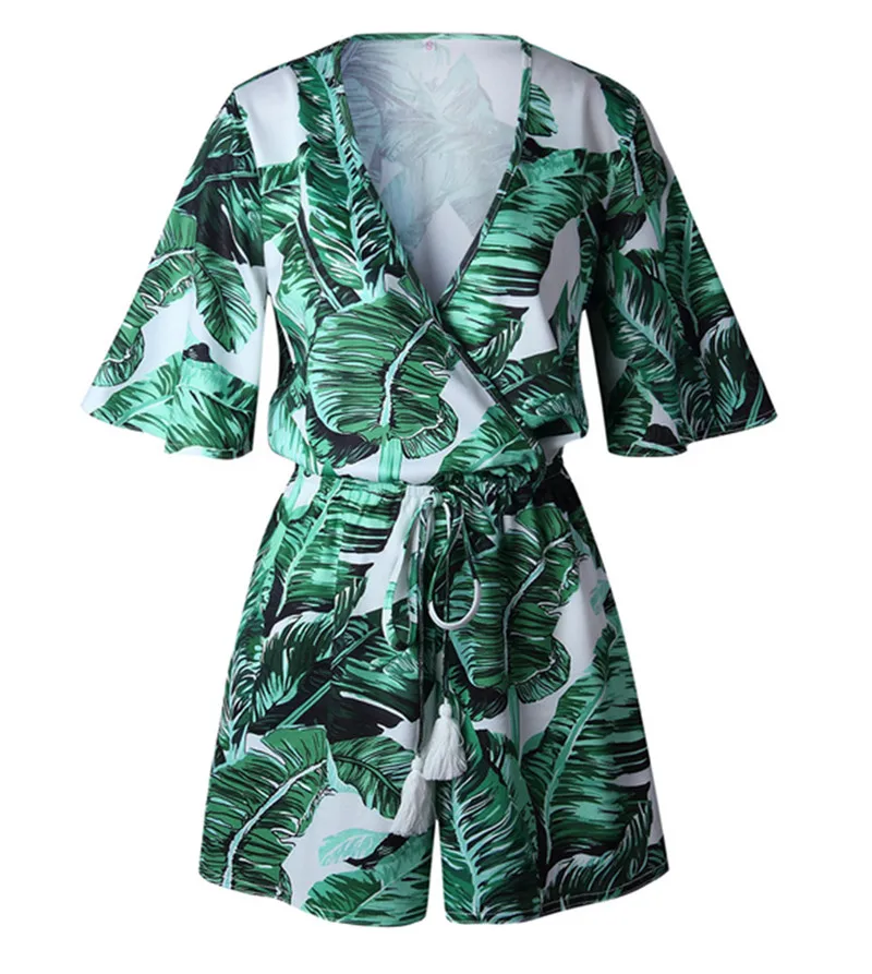 Женский Летний комбинезон с коротким рукавом и V образным вырезом|woman summer romper|summer