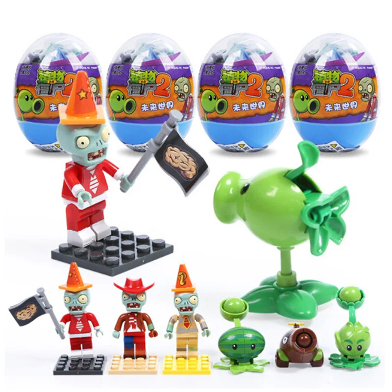 

Plants Vs Zombies Mini Egg Toy Building Bricks Blocks PVZ Anime Action Figures Assembly Model Minecrafted Toy for Children Gifts
