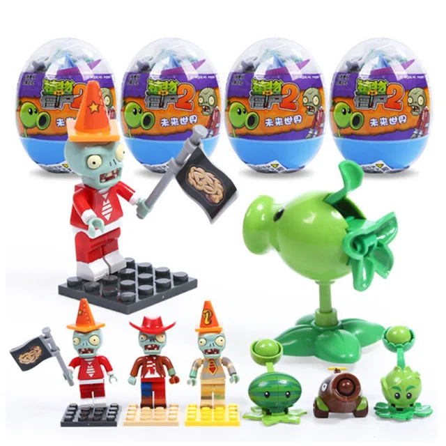 Best Offers Plants Vs Zombies Mini Egg Toy Building Bricks Blocks PVZ Anime Action Figures Assembly Model Minecrafted Toy for Children Gifts
