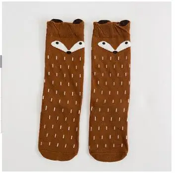 Жаккардовые Чулочно-носочные изделия для девочек, Короткие Гольфы без пятки хлопковые носки в полоску с лисой, звездой, медведем теплые носки - Цвет: Yellow fox