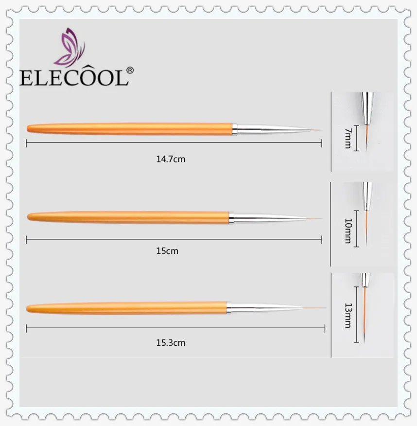 ELECOOL 3/1 шт Nail Art линия ручка для рисования набор кистей для наращивания Гель-лак полоски изображение строитель кисти для рисования набор для маникюра