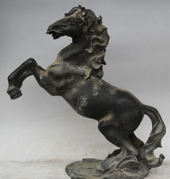 

JP S0524 15" Chinese Bronze Folk Run success FengShui Zodiac Year Horse Statue sculpture