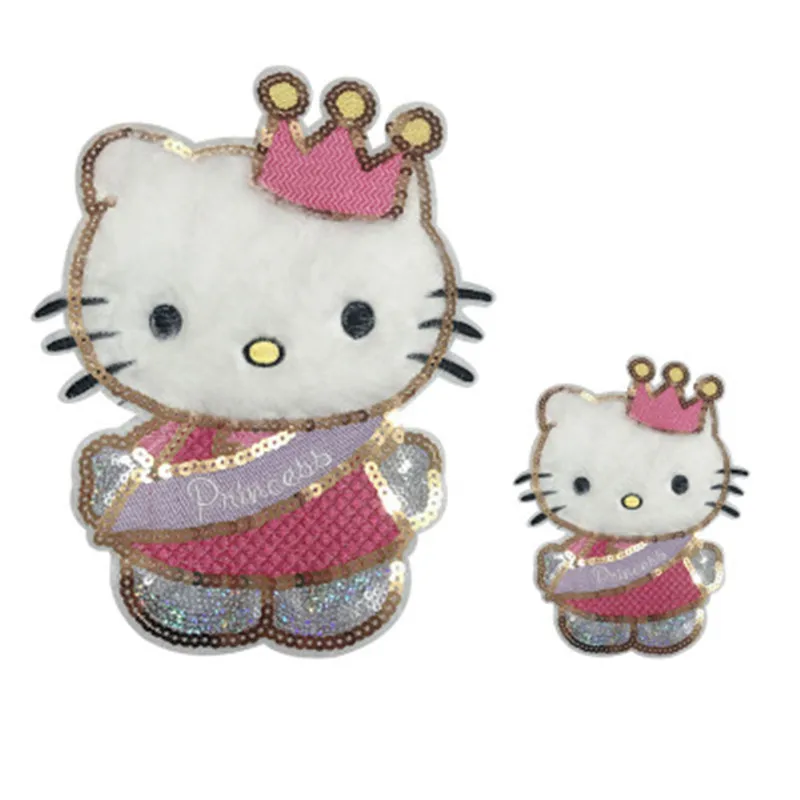 

1PCS Red Bow Hello Kitty Cat girls Embroidered Patch Iron on Sewing on Applique Patch Clothes Shoes Bags DIY Badges Patches