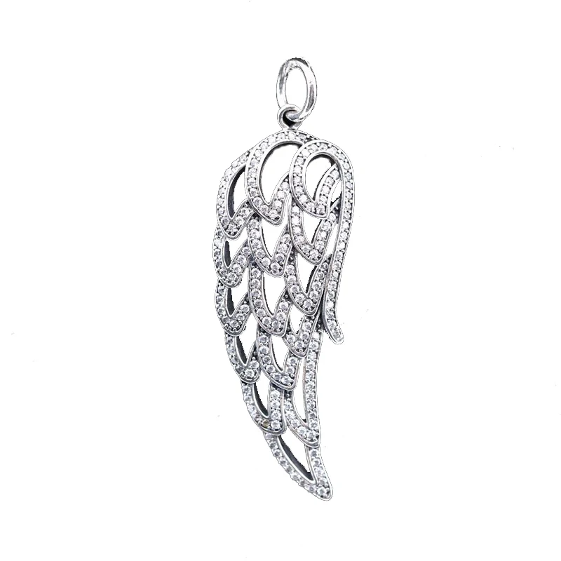 

New 925 Sterling Silver Charm Dazzling Angel Wing Pendant Fit Original Pandora Necklace Women Birthday Party Europe Jewelry Gift