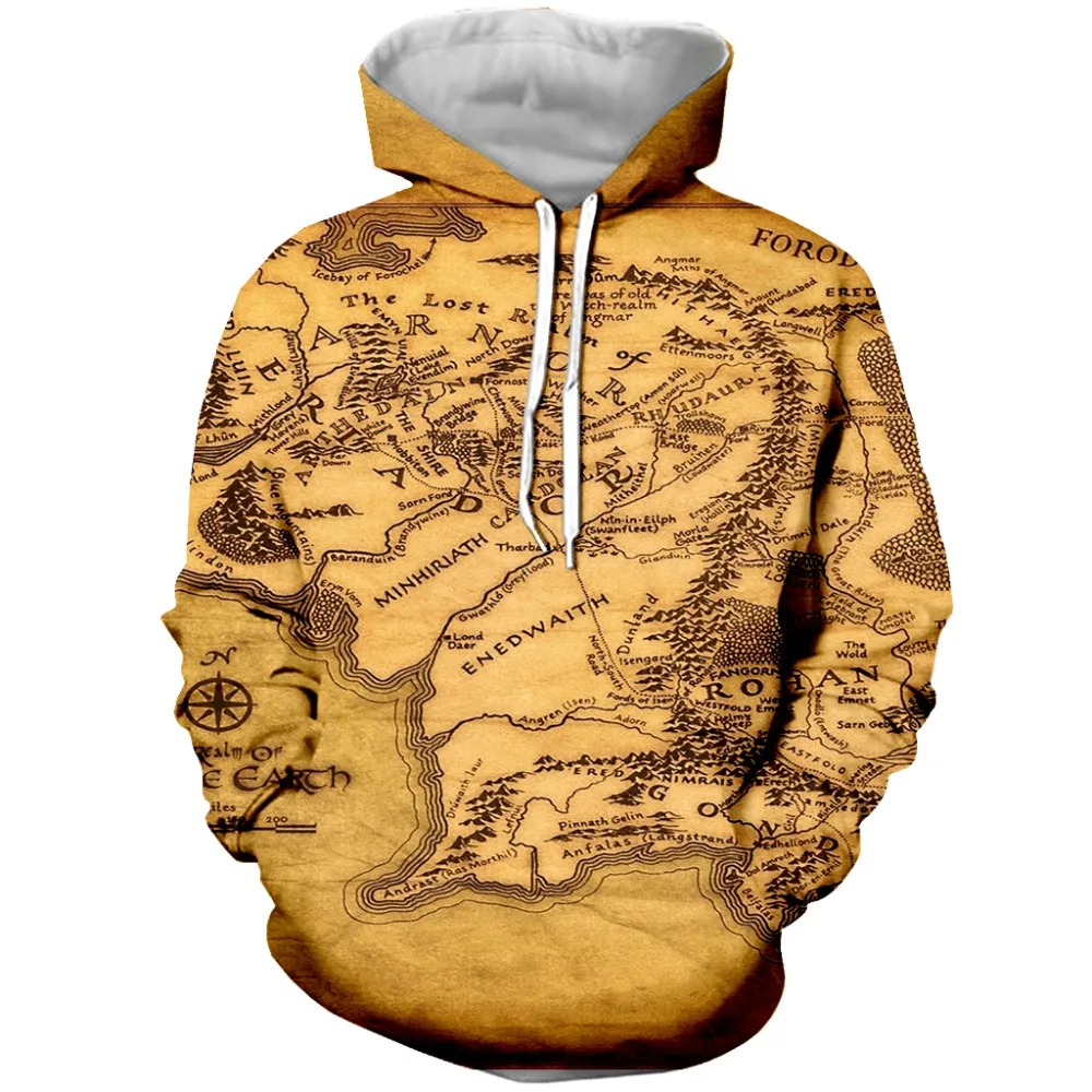 

PLstar Cosmos Drop Shipping Funny lord of the rings map 3d Printed Hoodie For Women Men Map Hoodies/Sweatshirt Dropshipping