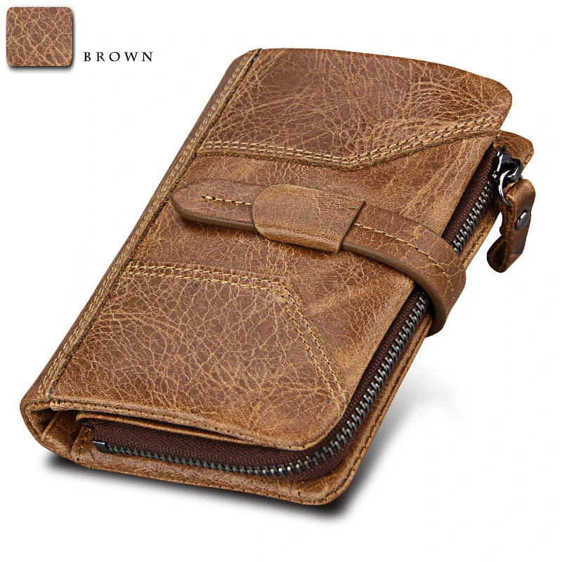 

Multi-Functional Vintage RFID Men Wallets Coin Case Credit Card Purse Cowhide Genuine Leather Short Wallet Carteira For Men
