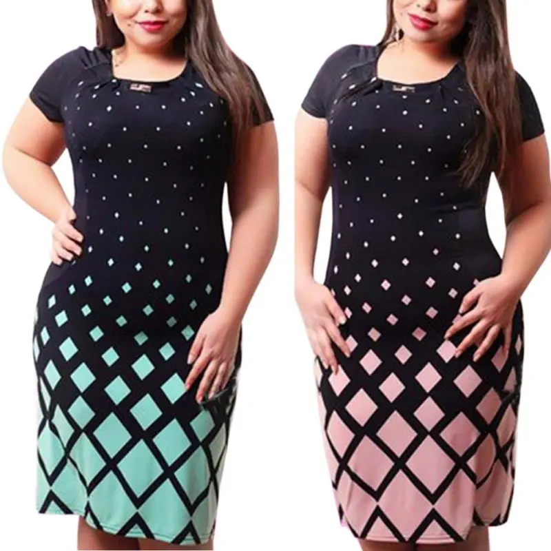 

Woman Summer Dress Elegant Loose Print Dresses Plus Size Loose short sleeve Women Clothing