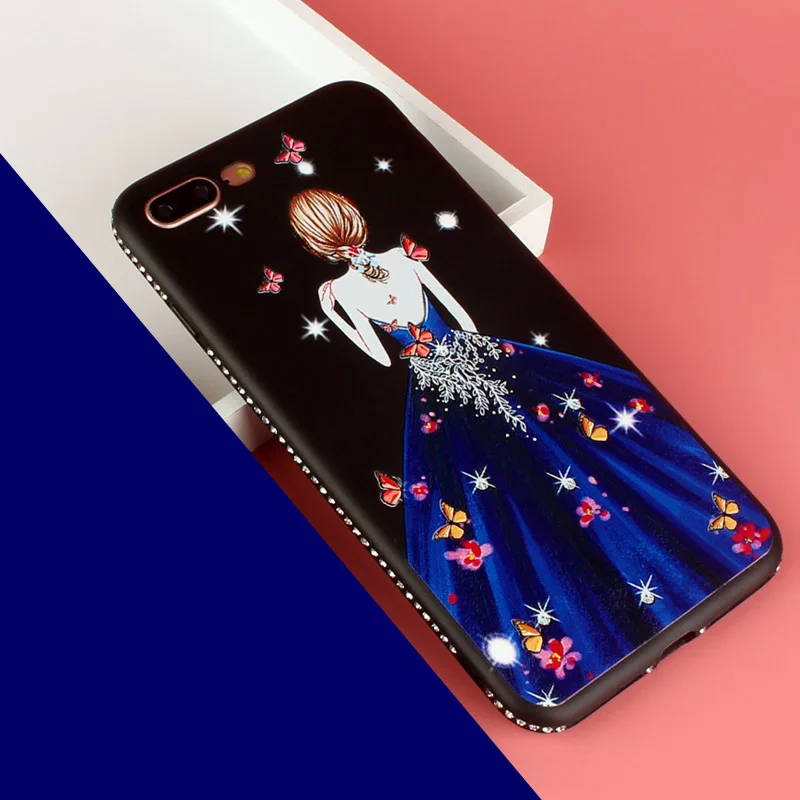 Силиконовый чехол со стразами для iphone 6 s 8 plus X iphone7 10 бриллиантовая Красивая
