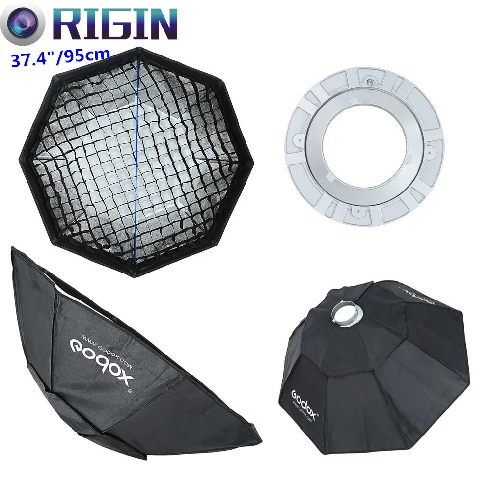 

Godox FW95 Studio Flash Accessories Octagon Softbox 37.4"/95cm Bowens Mount With the Gird for Studio Strobe Flash Light