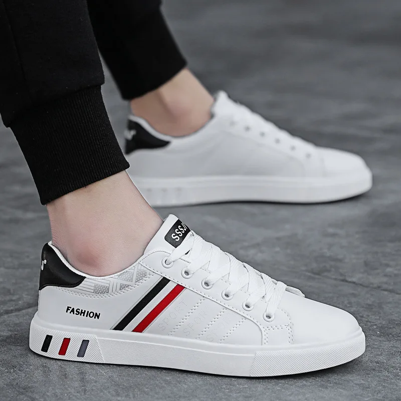 

Men Shoes Spring Autumn Casual Leather Flat Shoes Lace-up Low Top White Male Sneakers tenis masculino adulto Shoes