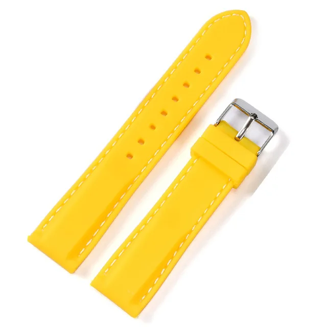 Новые силиконовые резиновые ремешки для часов для мальчиков и девочек 18 мм 20 мм 22 мм 24 мм ремешок для дайвинга браслеты для спортивных часов водонепроницаемые ремешки для часов ремень - Цвет ремешка: Цвет: желтый