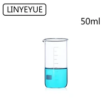 LINYEYUE 50mL Glass Beaker Tall Form Borosilicate Glass high temperature resistance Measuring Cup Laboratory Chemistry Equipment 3l high borosilicate gg3 3 double wall glass reactor at laboratory equipment manufacturer price