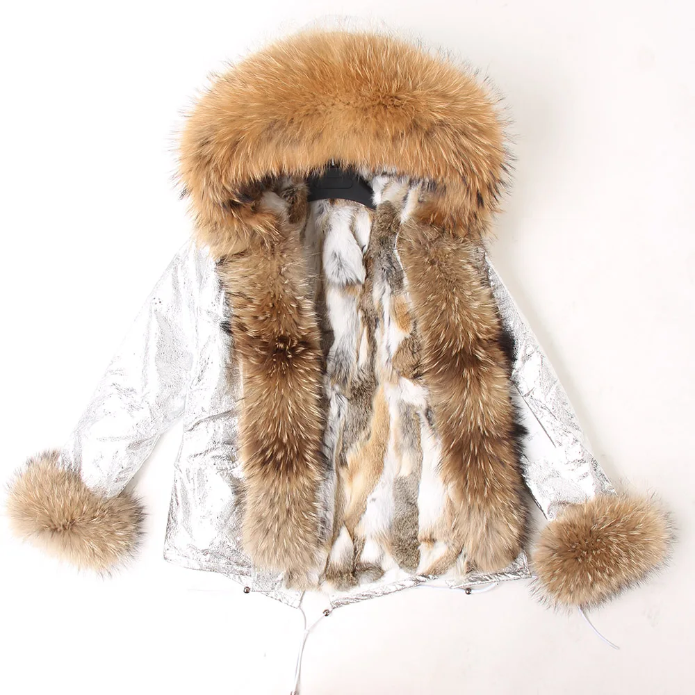 

2019 Real Fur Coat Winter Jacket Women Long Parka Big Natural fox fur Collar Hood Thick Warm Real Rabbit fur Liner