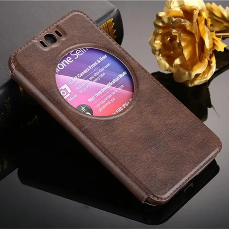 

Luxury Vintage View Window Flip PU Leather Case For Asus Zenfone Selfie ZD551KL Back Cover Funda Capa