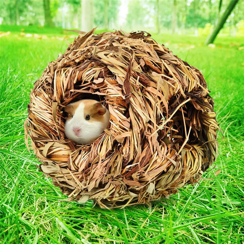 New Shellhard Pet Grass House Natural Small Pet Snooze Nest Bed Cabin Cave Hamster Guinea Pig Chinchilla Winter Warm Cage