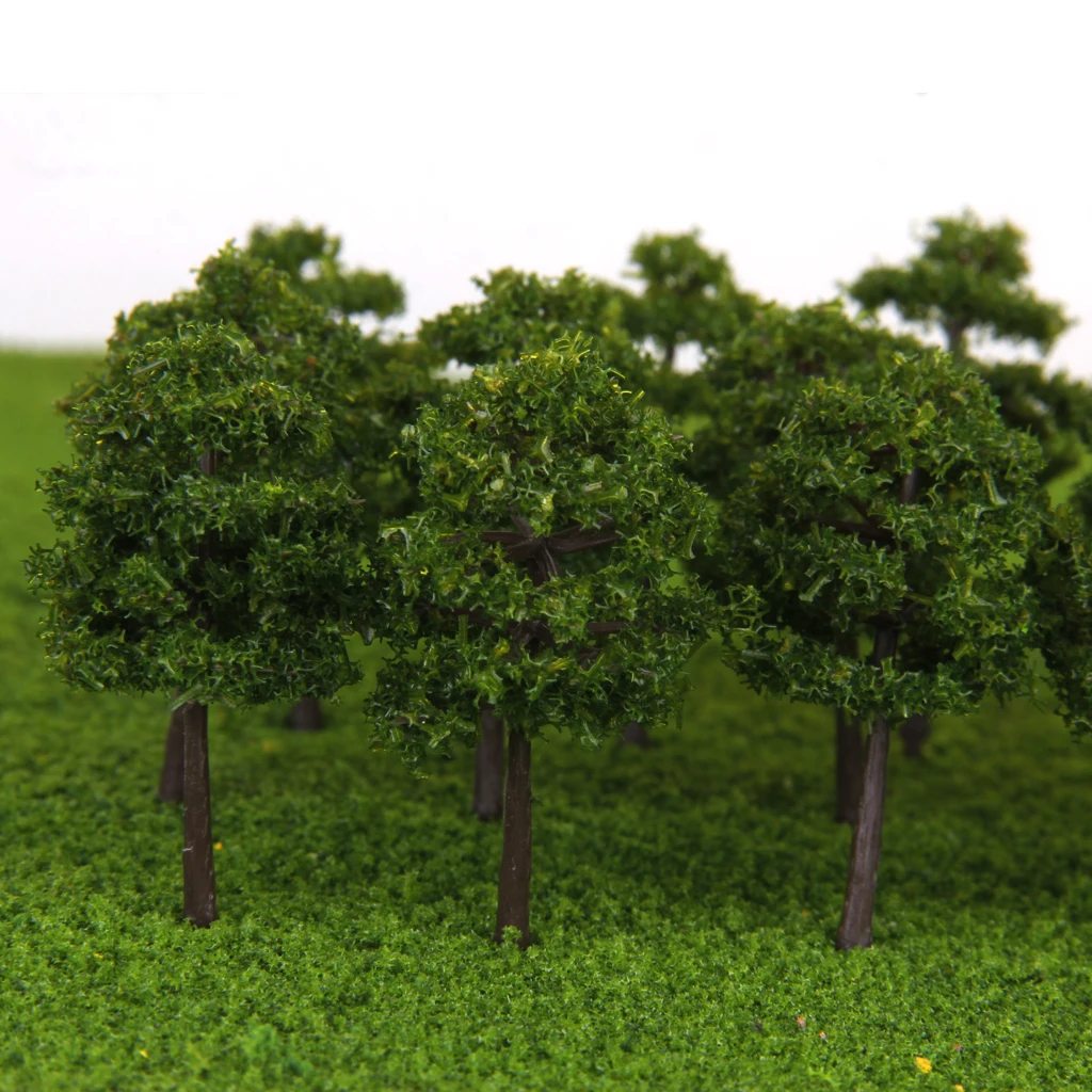 40pcs Model Trees Deep Green for N Scale Railroad Build Garden Park Diorama Layout Accessories 50mm