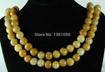 

003417 108 Pieces Yellow Bead Stretchy Necklace Natural A Jade Jadeite Pendant