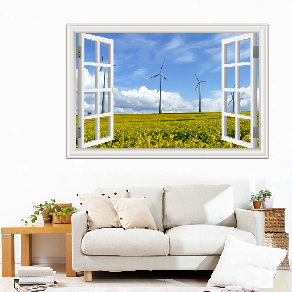 

Wall Decor 3d Wall Stickers Home Decoration Accessories Beautiful Scenery Windmill Vinyl Wallpaper PVC Decal Mural Art