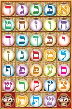

Alef Bet educational colorful Art Fabric poster 20x13"/36x24" Decor 01