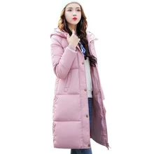 2017 New Padat Musim Dingin Jaket Wanita Berkerudung Mantel Katun Empuk Keringat Gadis Dingin Tahan Dr Parkas Panjang Hangat Perempuan Bawah Jaket M-3XL
