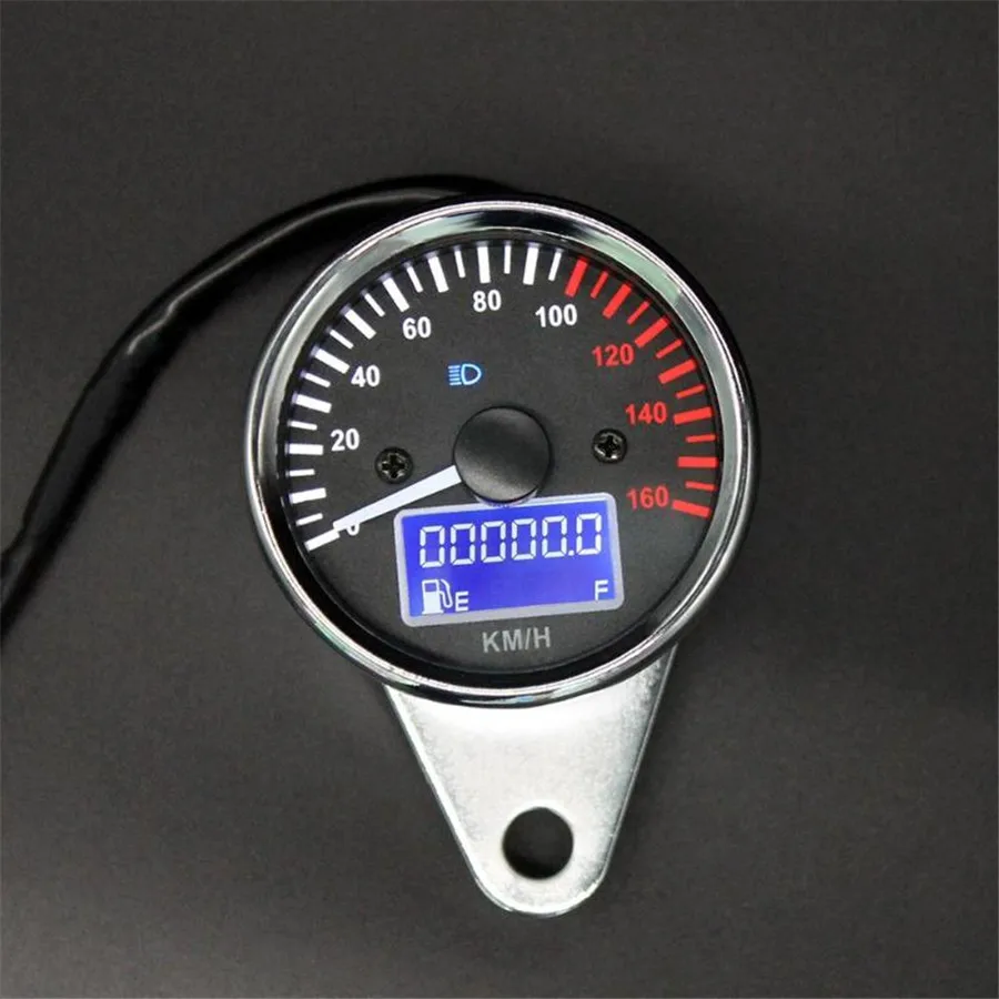 12V LCD Screen Digital Motorcycle Speedo Odometer Tachometer Fuel Guage Device 