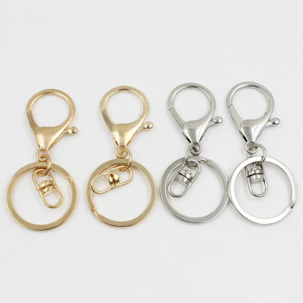 

100 Pieces / lot 30mm keychain Accessories For Jewelry Lobster Clasp Hook Keychain Split Keyring Jewelry For Diy Jewelry Making