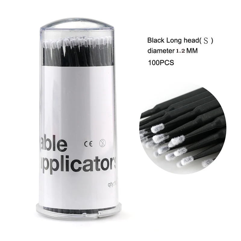 100 шт./упак. прочный Micro одноразовые микрометрические щеточка для ресниц удаление инструмент тампон микро щетки для наращивания ресниц Инструменты - Handle Color: Black S