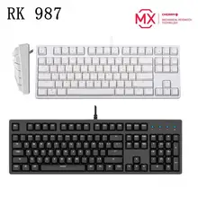 Yeni RK 987 87 Anahtar/104 Anahtar USB Kablolu Ergonomik Mekanik Oyun Klavyesi RK, kiraz Eksenli Beyaz Arka Işık Dizüstü PC Klavye