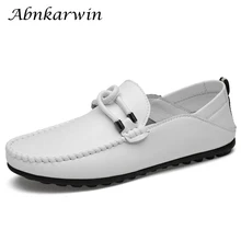 Spring Summer Men Loafers Designer Comfortable Moccasins Fashion Driving Shoes Black White Men Casual Shoes Leather