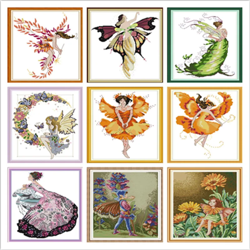 

Joy Sunday Fairy Printed Cross Stitch Fugyer Cross Stitch Kits Embroidery Needlework Sets Cross-Stitch Embroidery Needlework Kit