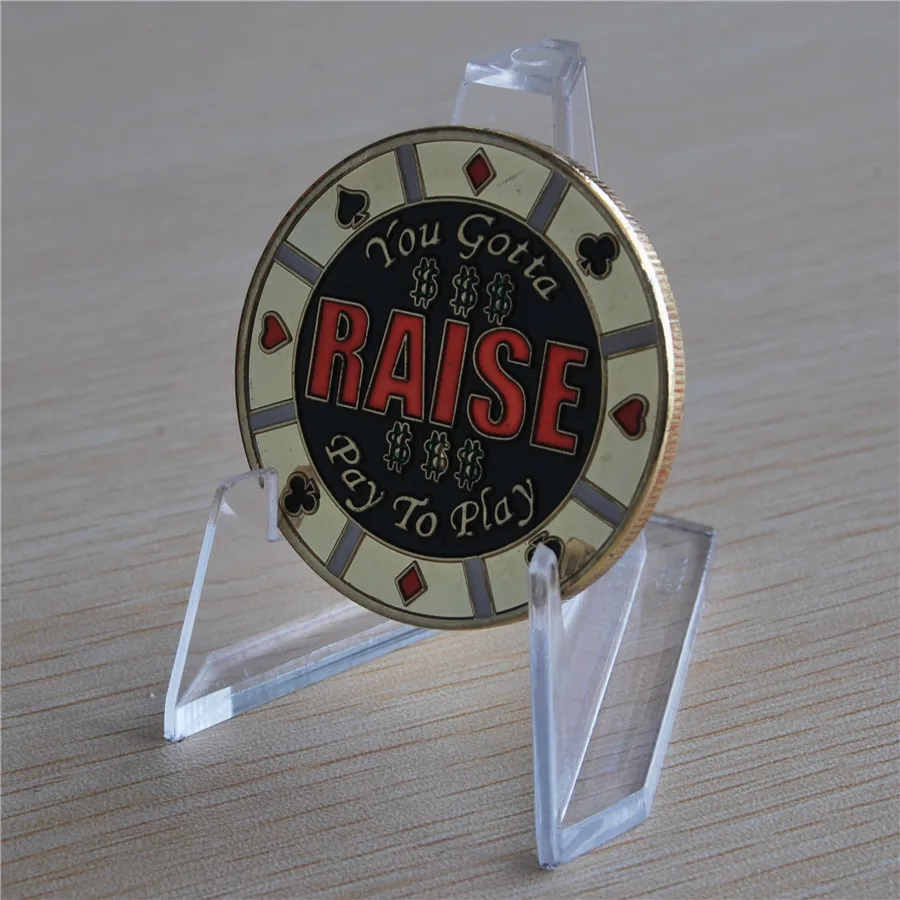 RAISE PAY TO PLAY gold color Poker Card Guard Protector Coin (1)